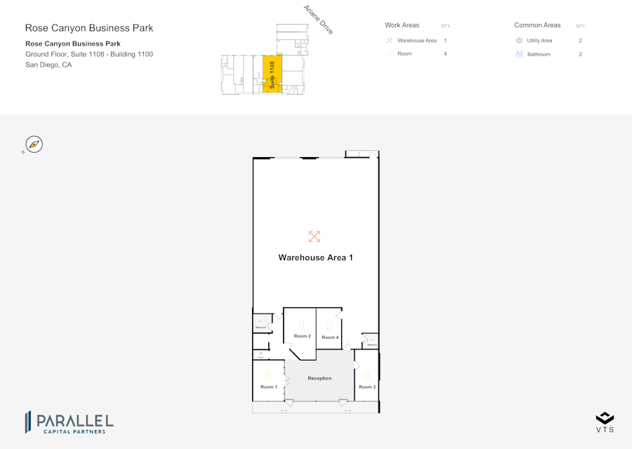 Floor plan - Partial Ground Floor, Suite 1108 - Building 1100 - Rose Canyon Business Park