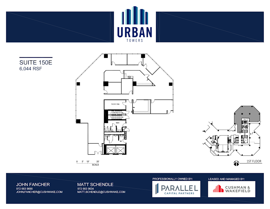 Floor plan - Partial 1st Floor, Suite 150E - Urban Towers - 222 West Colinas Blvd