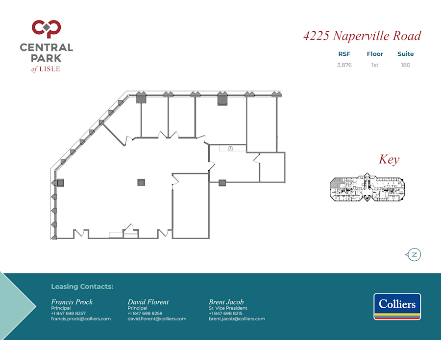 Floor plan - Partial 1st Floor, Suite 180 - CPOL I - Central Park of Lisle - 4225 Naperville Road