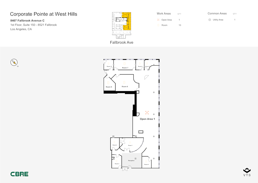 Floor plan - Partial 1st Floor, Suite 150 - 8521 Fallbrook - Corporate Pointe at West Hills - 8407 Fallbrook Avenue C