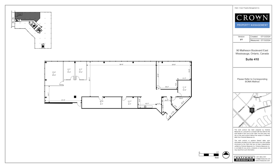 Floor plan - Partial 4th Floor, Suite 90-410 - Heartland Corporate Centre - 100 Milverton Drive, 90 & 110 Matheson Boulevard West