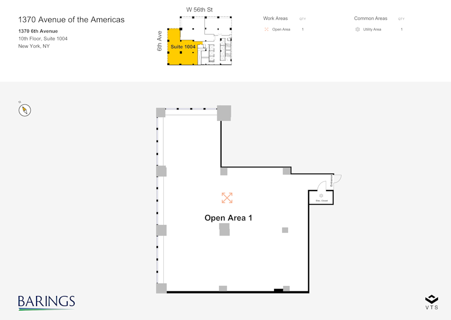 Floor plan - Partial 10th Floor, Suite 1004 - 1370 Avenue of the Americas