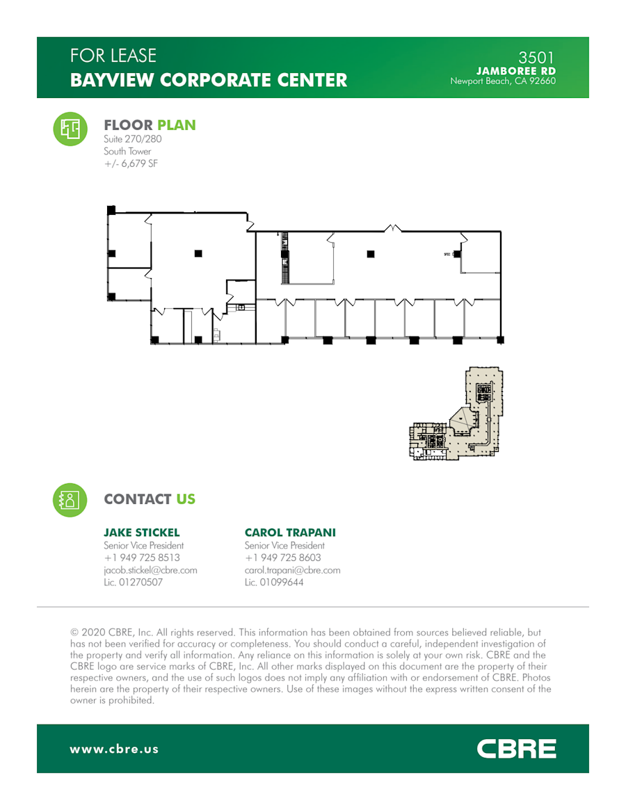 Floor plan - Partial 2nd Floor, Suite 270/280 - Bayview - 3501 Jamboree Road