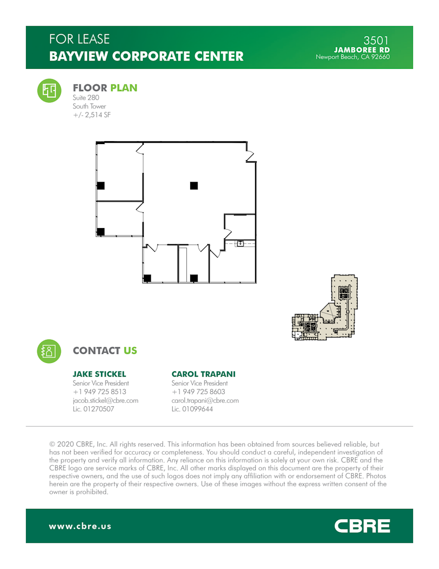 Floor plan - Partial 2nd Floor, Suite 280 - Bayview - 3501 Jamboree Road