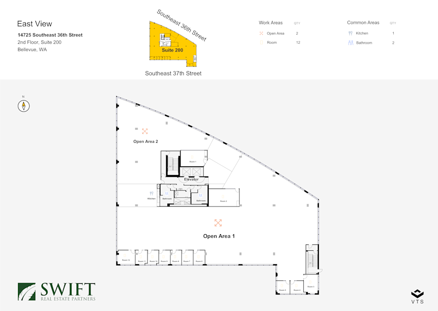 Floor plan - Entire 2nd Floor, Suite 200 - East View - 14725 Southeast 36th Street