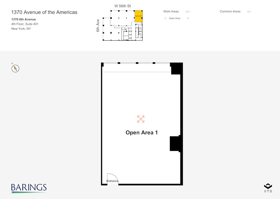 Floor plan - Partial 4th Floor, Suite 401 - 1370 Avenue of the Americas