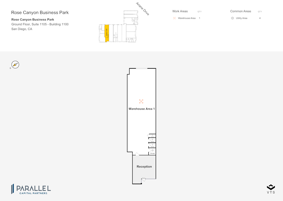 Floor plan - Partial Ground Floor, Suite 1105 - Building 1100 - Rose Canyon Business Park