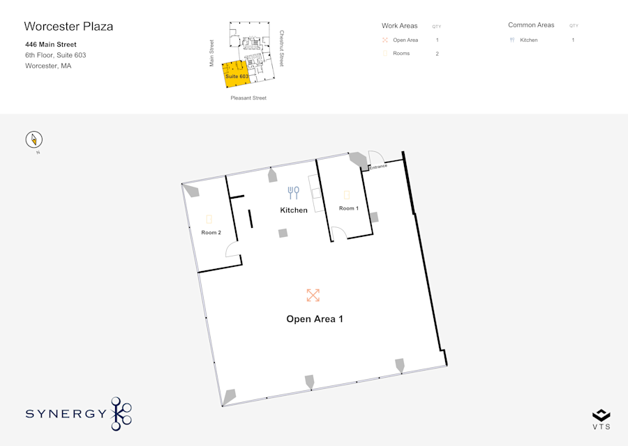 Floor plan - Partial 6th Floor, Suite 603 - The Glass Tower - 446 Main Street