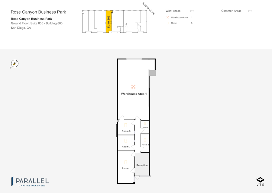 Floor plan - Partial Ground Floor, Suite 805 - Building 800 - Rose Canyon Business Park