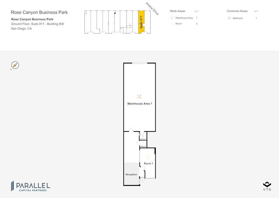 Floor plan - Partial Ground Floor, Suite 811 - Building 800 - Rose Canyon Business Park