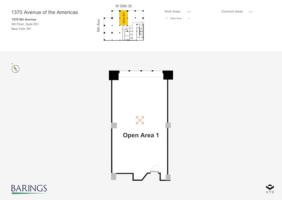 Floor plan - Partial 5th Floor, Suite 501 - 1370 Avenue of the Americas