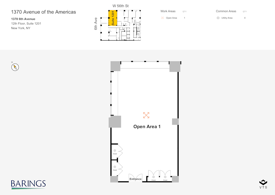 Floor plan - Partial 12th Floor, Suite 1201 - 1370 Avenue of the Americas