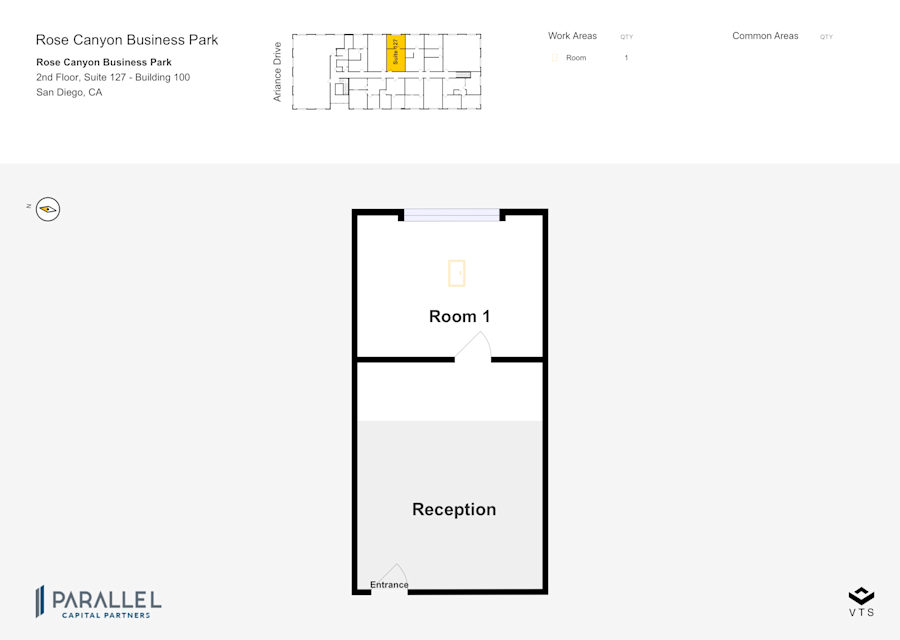 Floor plan - Partial 2nd Floor, Suite 127 - Building 100 - Rose Canyon Business Park