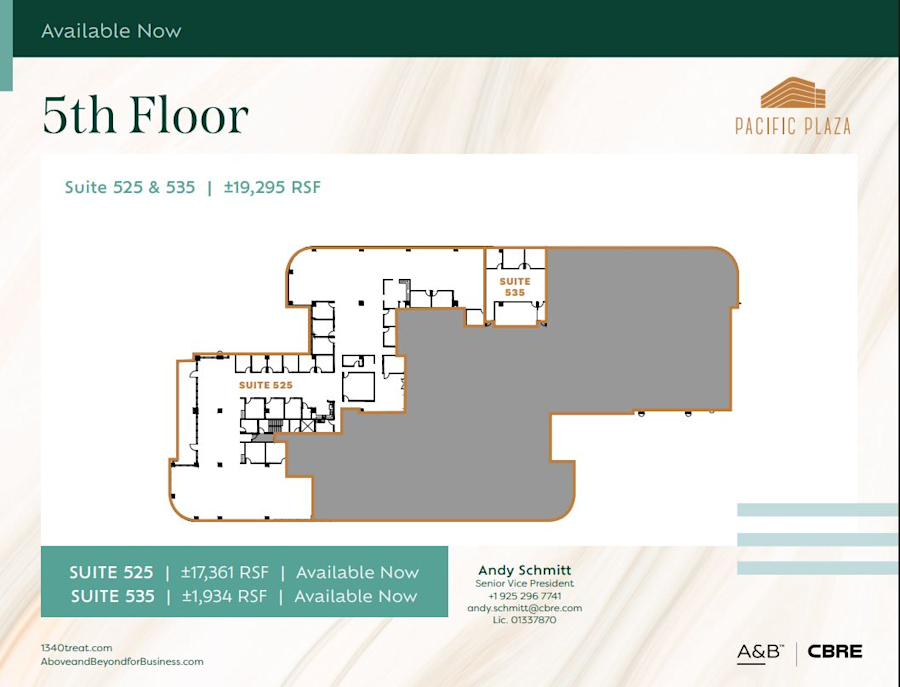 Floor plan - Partial 5th Floor, Suite 525+535 - Pacific Plaza - 1340 Treat Boulevard