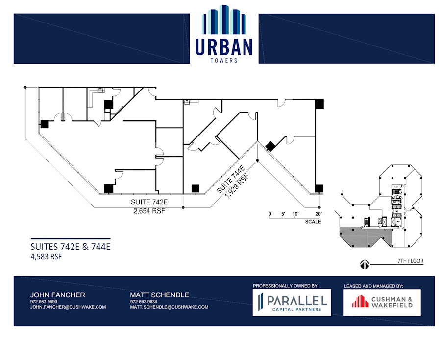 Floor plan - Partial 7th Floor, Suite 744E - Urban Towers - 222 West Colinas Blvd