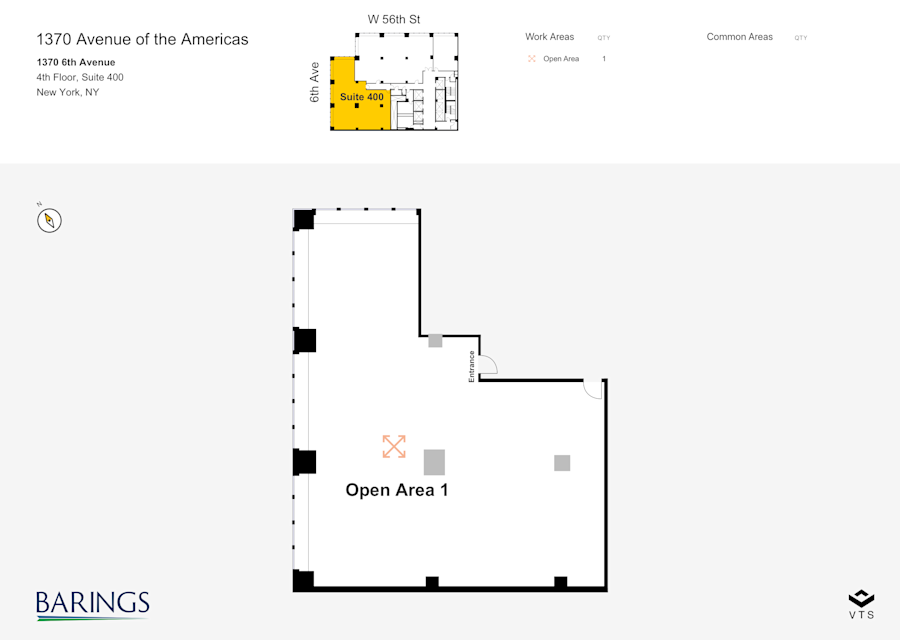 Floor plan - Partial 4th Floor, Suite 400 - 1370 Avenue of the Americas