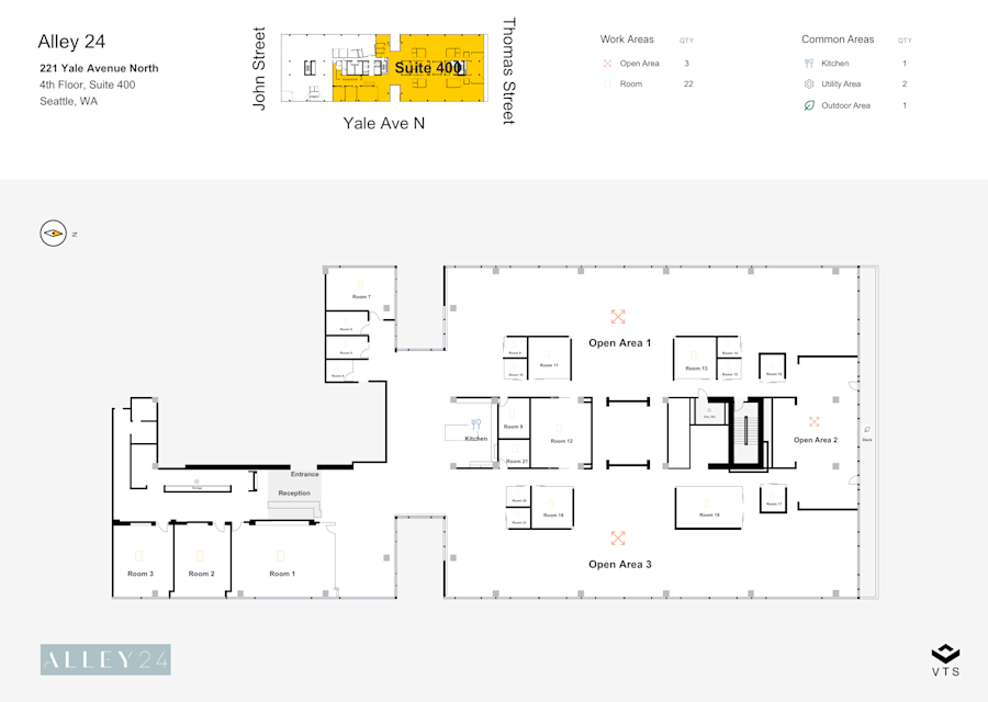 Floor plan - Partial 4th Floor, Suite 400 - Alley 24 - 221 Yale Avenue North