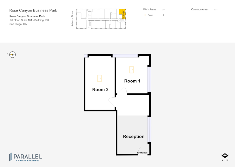 Floor plan - Partial 1st Floor, Suite 101 - Building 100 - Rose Canyon Business Park