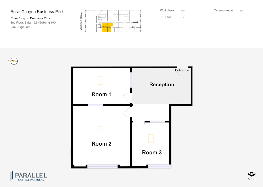Floor plan - Partial 2nd Floor, Suite 132 - Building 100 - Rose Canyon Business Park