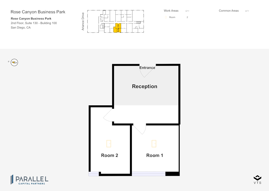 Floor plan - Partial 2nd Floor, Suite 130 - Building 100 - Rose Canyon Business Park