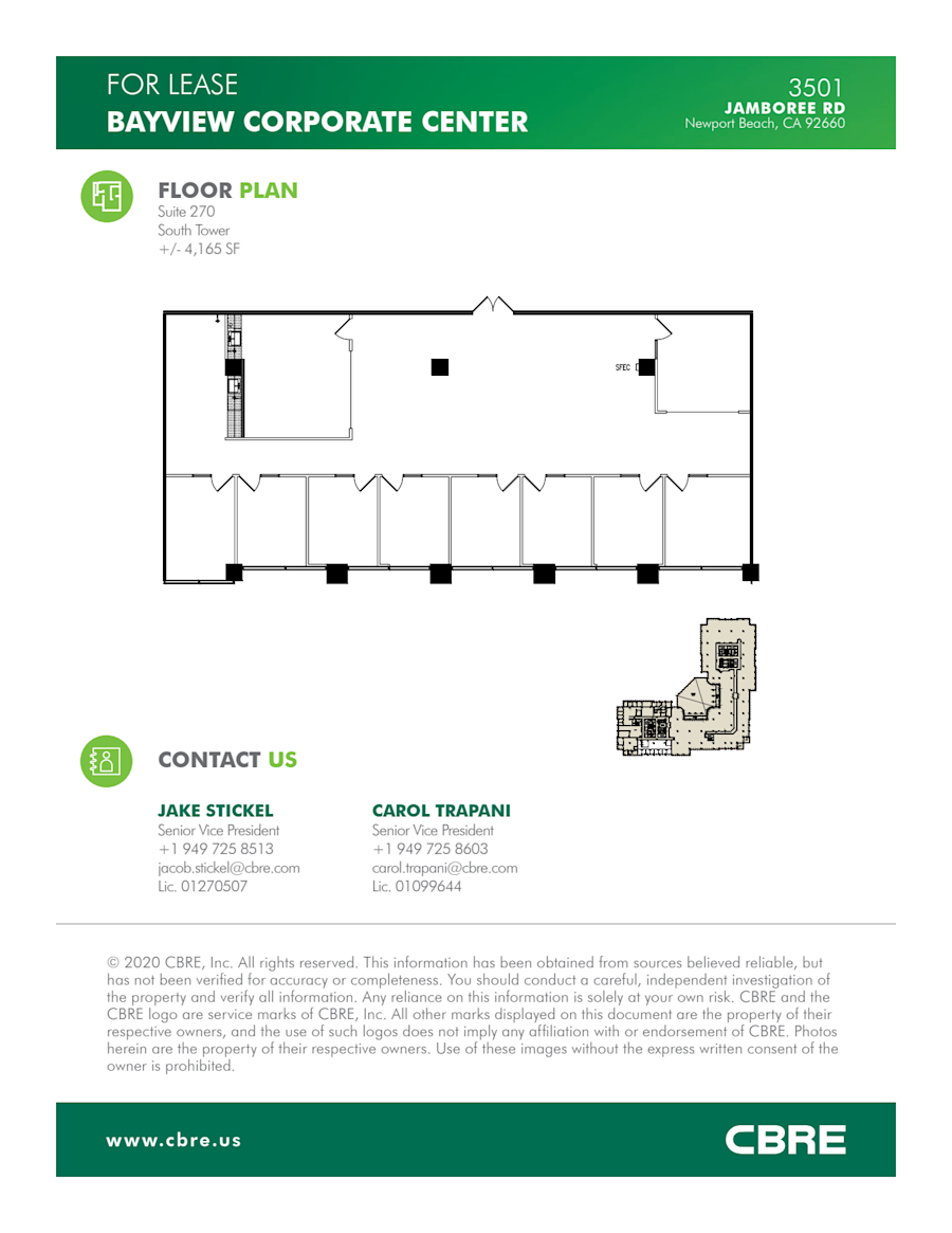 Floor plan - Partial 2nd Floor, Suite 270 - Bayview - 3501 Jamboree Road