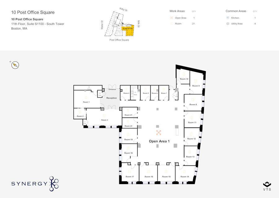 Floor plan - Partial 11th Floor, Suite S1100 - South Tower - 10 Post Office Square