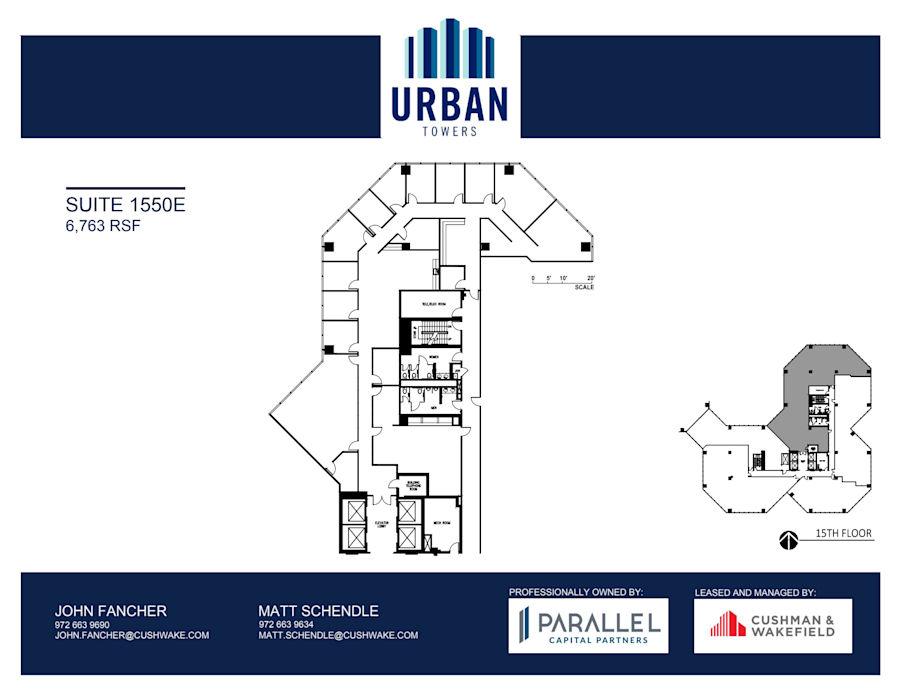 Floor plan - Partial 15th Floor, Suite 1550E - Urban Towers - 222 West Colinas Blvd