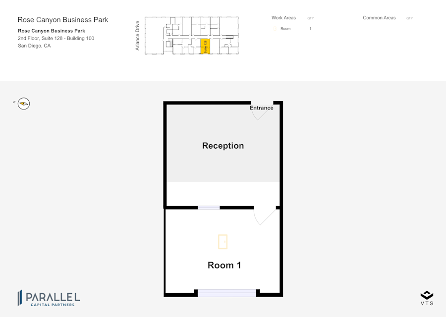 Floor plan - Partial 2nd Floor, Suite 128 - Building 100 - Rose Canyon Business Park