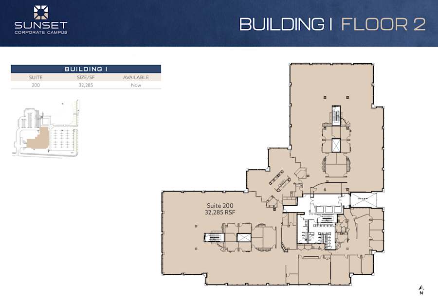 Floor plan - Entire 2nd Floor, 200 - Building 1 - Sunset Corporate Campus - 13810 Southeast Eastgate Way