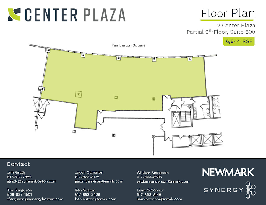 Floor plan - Partial 6th Floor, Suite 600 - 2 Center Plaza - Center Plaza