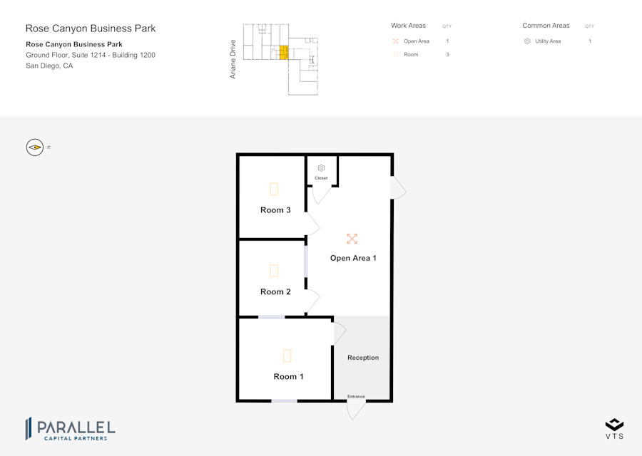 Floor plan - Partial Ground Floor, Suite 1214 - Building 1200 - Rose Canyon Business Park