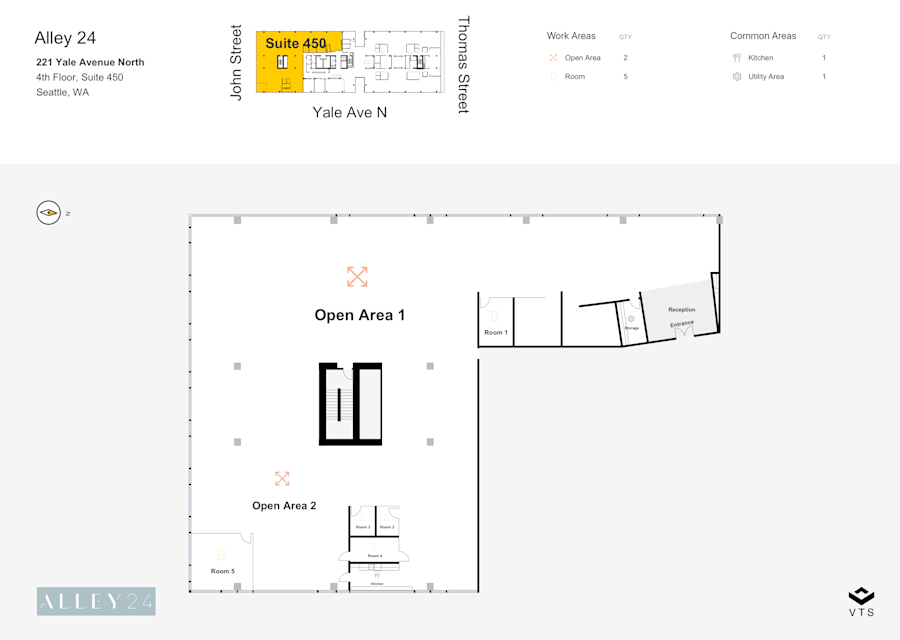 Floor plan - Partial 4th Floor, Suite 450 - Alley 24 - 221 Yale Avenue North