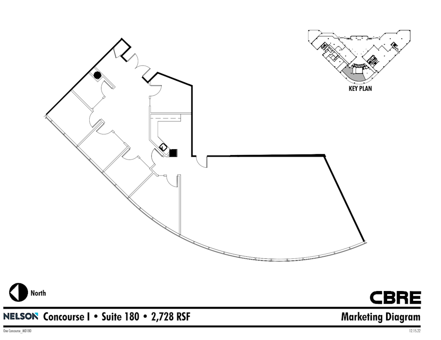 Floor plan - Partial 1st Floor, Suite 180 - Concourse I - The Collective at Concourse - 1 Concourse Parkway