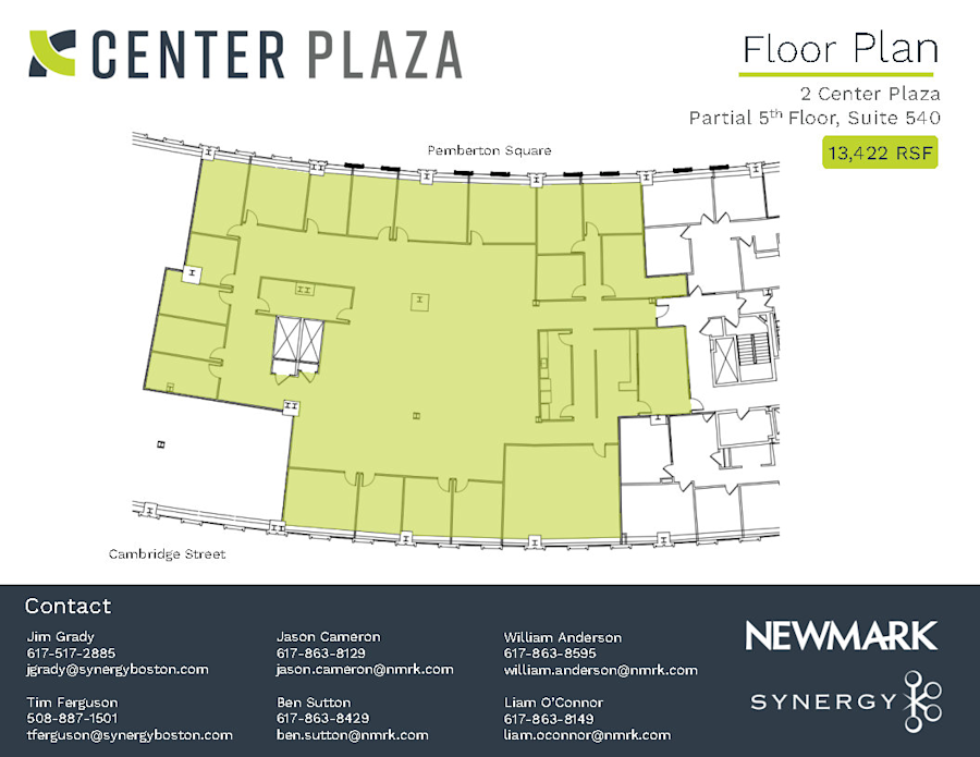 Floor plan - Partial 5th Floor, Suite 540 - 2 Center Plaza - Center Plaza