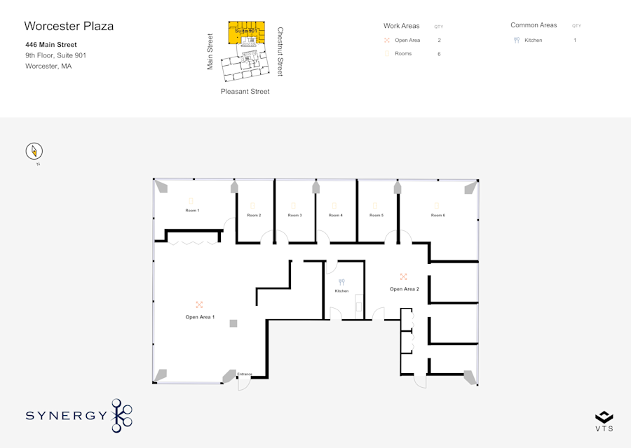 Floor plan - Partial 9th Floor, Suite 901 - The Glass Tower - 446 Main Street