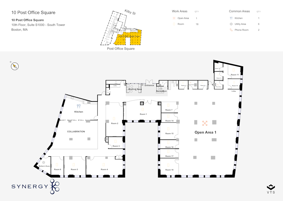 Floor plan - Partial 10th Floor, Suite S1000 - South Tower - 10 Post Office Square