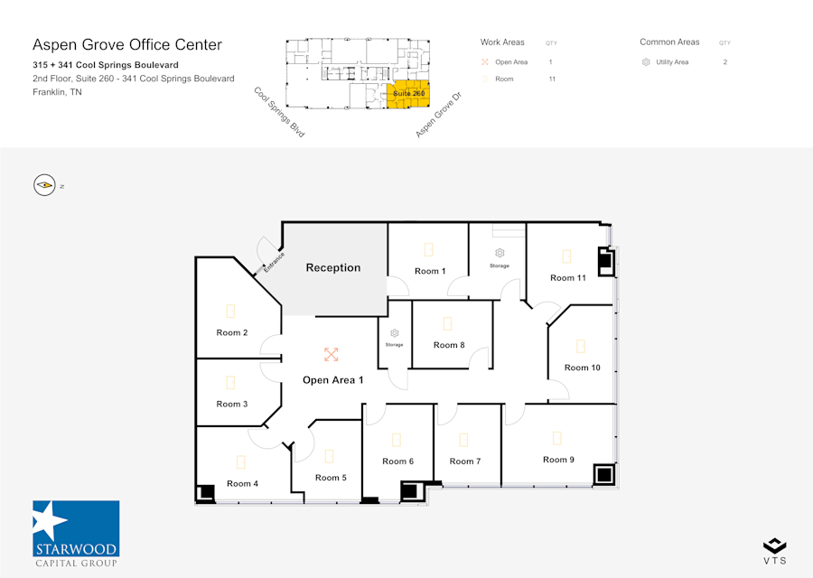 Floor plan - Partial 2nd Floor, Suite 260 - 341 Cool Springs Boulevard - Aspen Grove Office Center - 315 + 341 Cool Springs Boulevard