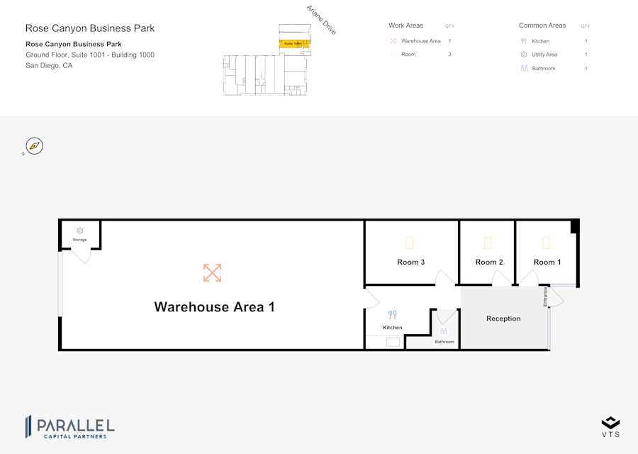 Floor plan - Partial Ground Floor, Suite 1001 - Building 1000 - Rose Canyon Business Park
