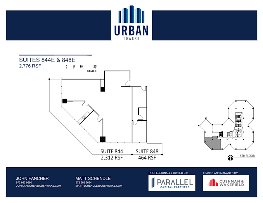Floor plan - Partial 8th Floor, Suite 844E - Urban Towers - 222 West Colinas Blvd