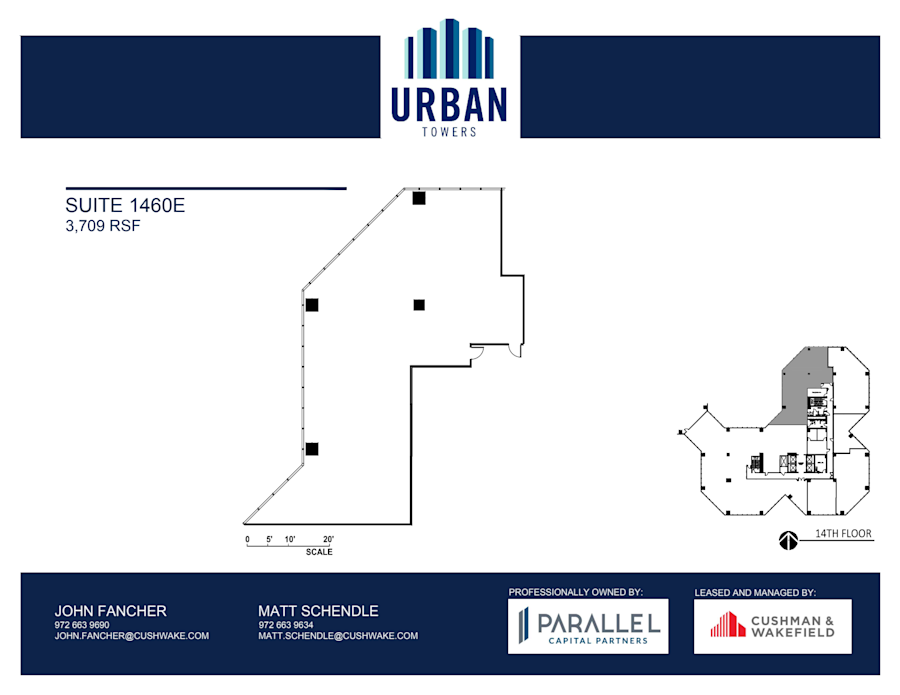 Floor plan - Partial 14th Floor, Suite 1460E - Urban Towers - 222 West Colinas Blvd