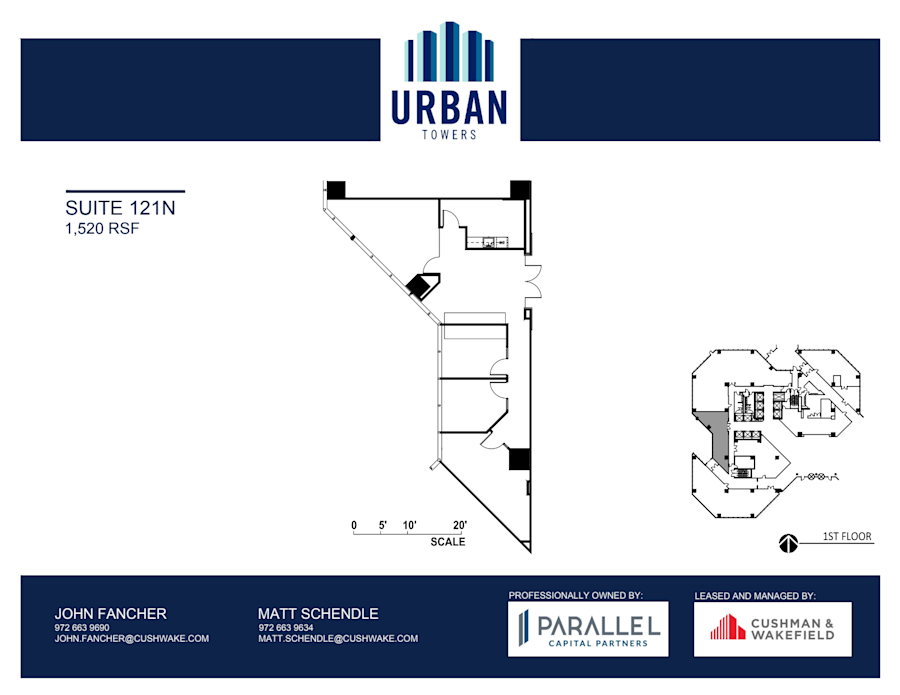 Floor plan - Partial 1st Floor, Suite 121N - Urban Towers - 222 West Colinas Blvd