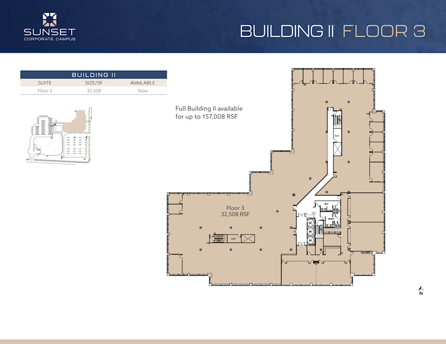 Floor plan - Entire 3rd Floor, Suite Floor 3 - Building 2 - Sunset Corporate Campus - 13810 Southeast Eastgate Way