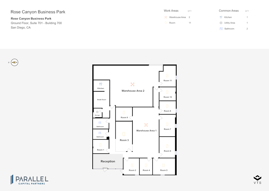 Floor plan - Partial Ground Floor, Suite 701 - Building 700 - Rose Canyon Business Park