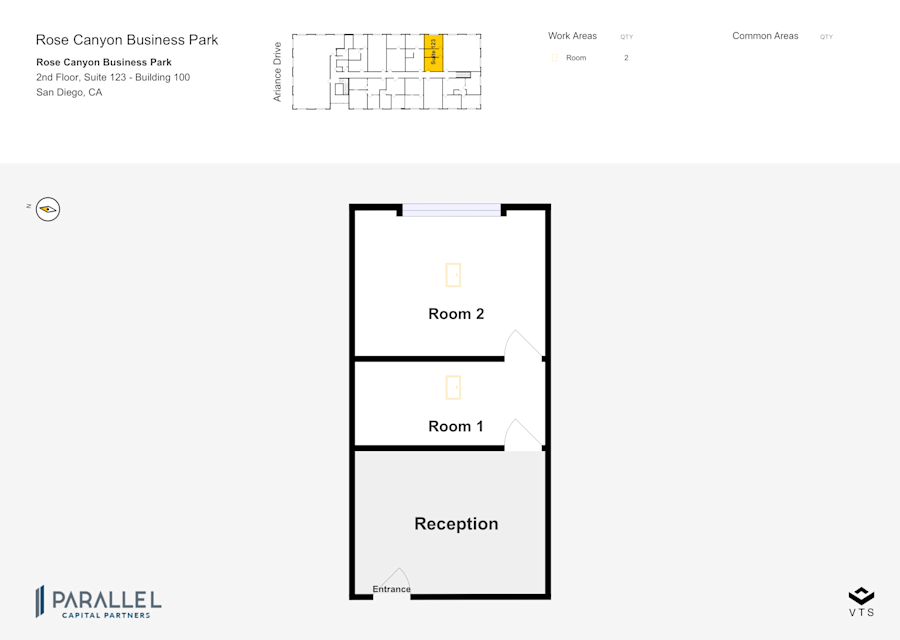 Floor plan - Partial 2nd Floor, Suite 123 - Building 100 - Rose Canyon Business Park