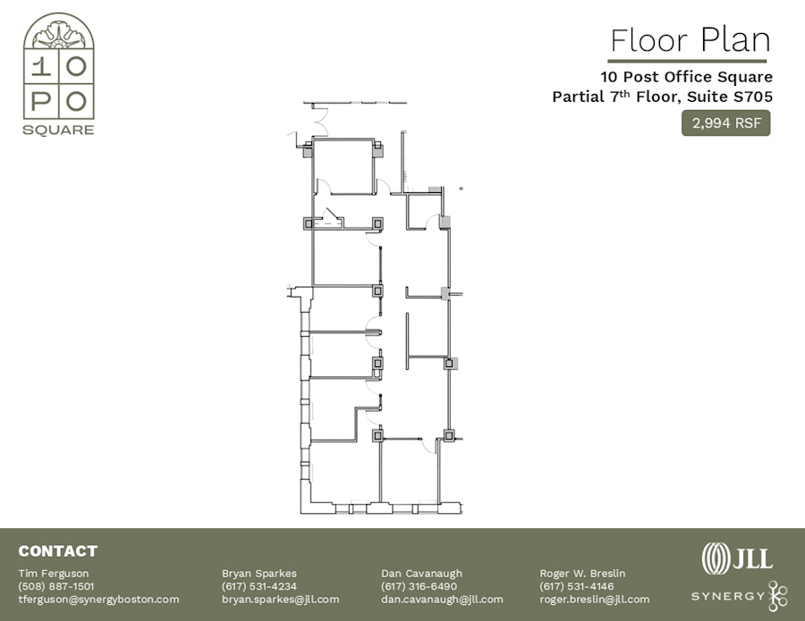 Floor plan - Partial 7th Floor, Suite S705 - South Tower - 10 Post Office Square