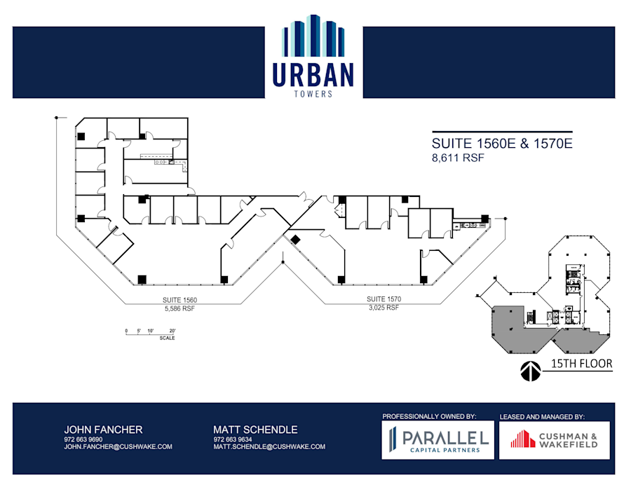Floor plan - Partial 15th Floor, Suite 1570E - Urban Towers - 222 West Colinas Blvd