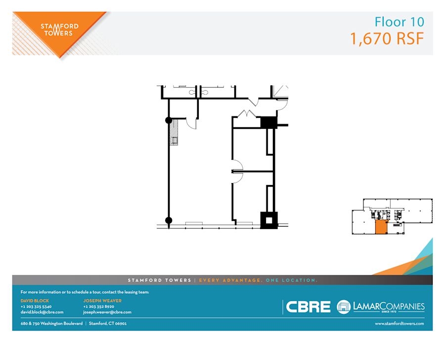 Floor plan - Partial 10th Floor, Suite 1040 - 680 Washington - Stamford Towers - 680 Washington Boulevard