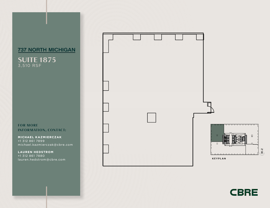Floor plan - Partial 18th Floor, Suite 1875 - Olympia Center - 737 North Michigan Avenue