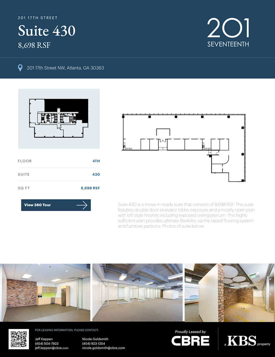 Floor plan - Partial 4th Floor, Suite 430A - 201 17th Street