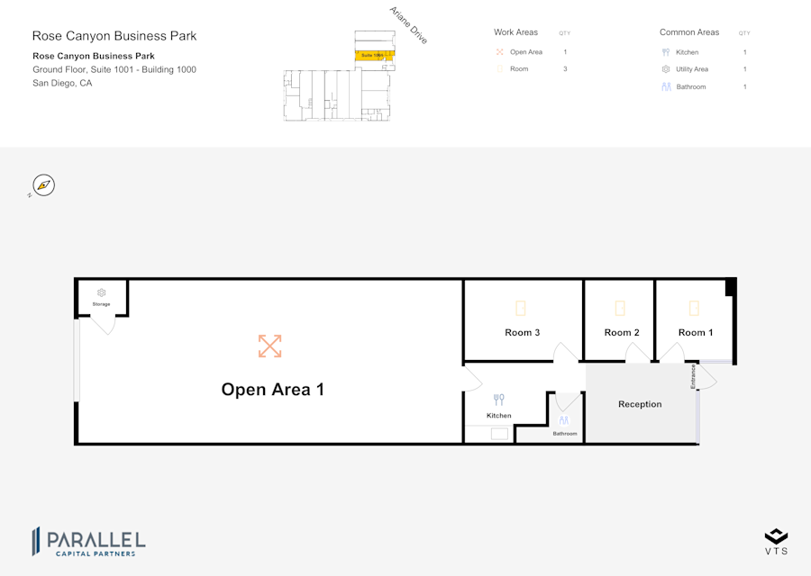 Floor plan - Partial Ground Floor, Suite 1001 - Building 1000 - Rose Canyon Business Park